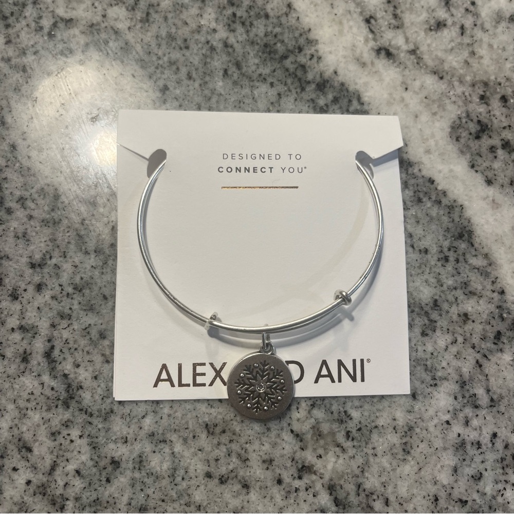 New With Tags Alex and Ani Snowflake Silver Charm Bracelet